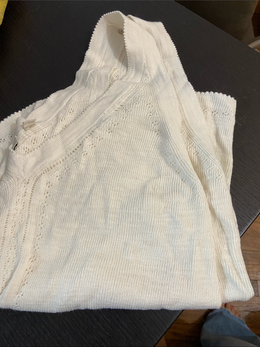 Buck Mason Cream Off-the-Shoulder Knit Sweater